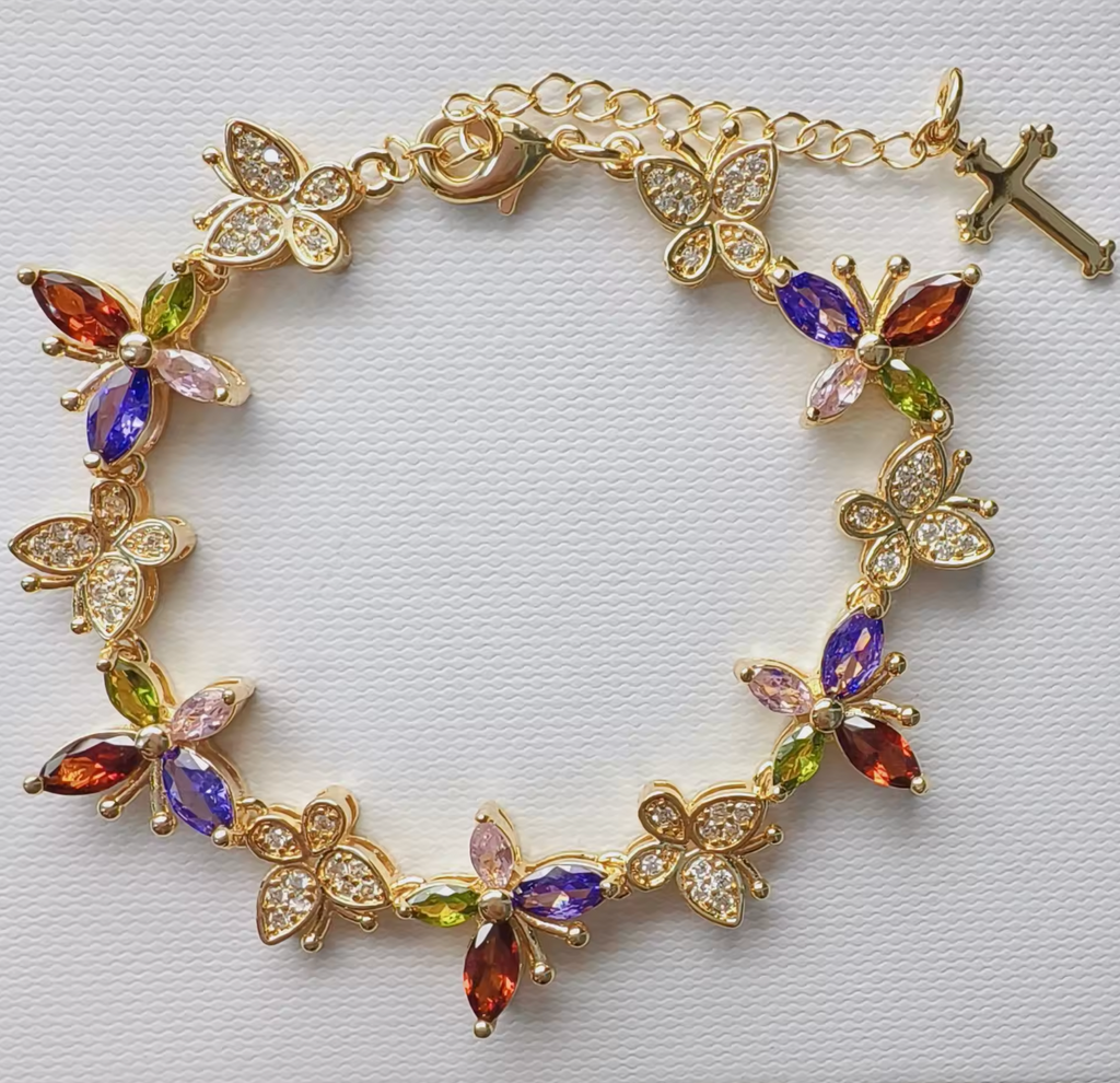 Multicolor Cross & Butterfly Bracelet