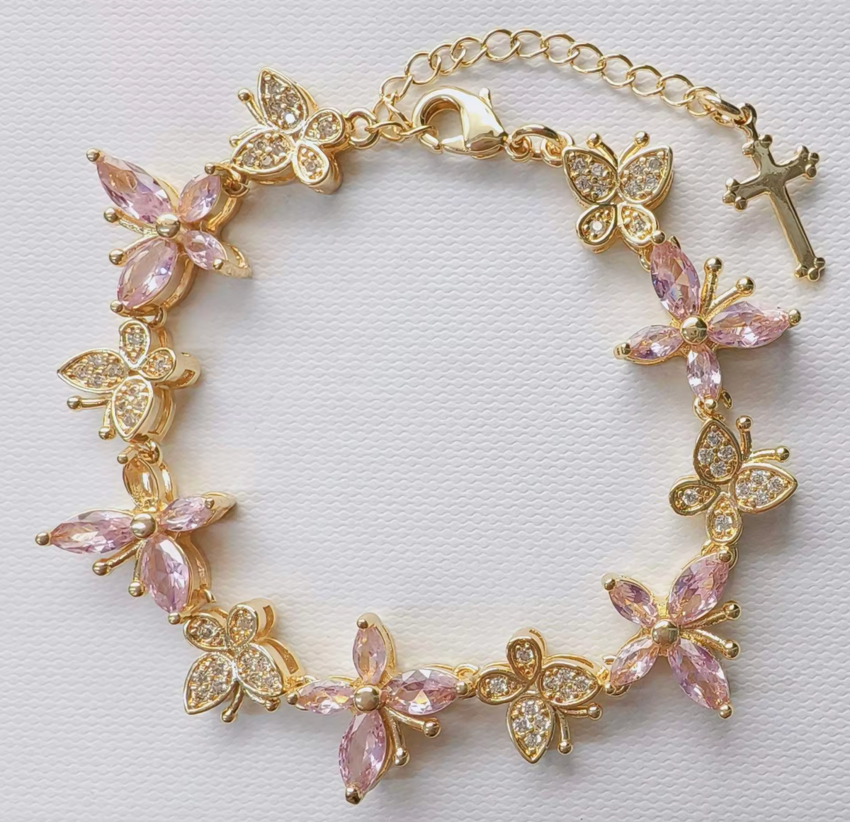 Multicolor Cross & Butterfly Bracelet